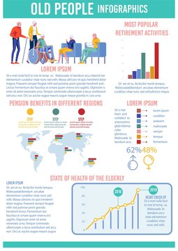 Aging Population Infographic with Old People.