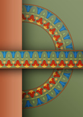 egyptian symbol ornamental  composition color green blue architecture