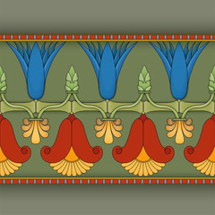 egyptian symbol ornamental  composition color green blue architecture