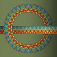 egyptian symbol ornamental  composition color green blue architecture