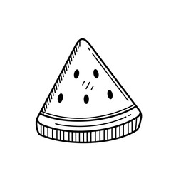 Watermelon vector illustration with black and white hand drawn style isolated on white background 