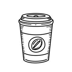 Takeaway coffee cup vector illustration with hand drawn style isolated on white background