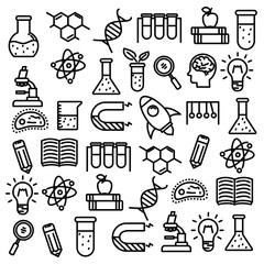 Set of science related doodle vector illustration suitable for background or icon
