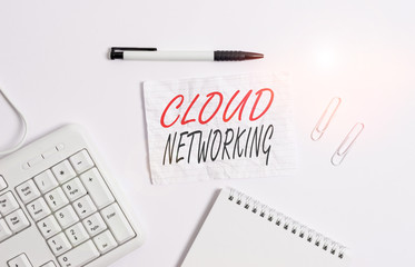 Text sign showing Cloud Networking. Business photo showcasing sourcing and utilization of one or...