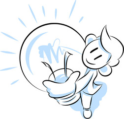 ビジネスマン イラスト:アイデア 電球 成功 ヒント ひらめき