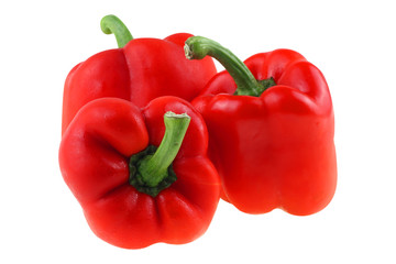 Red Sweet bell pepper isolated on white background.