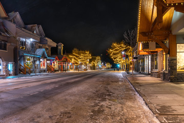 Christmas Lights in Downtown Canmore, Alberta, Canada