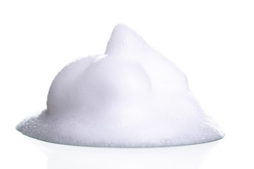 White foam bubbles texture isolated on white