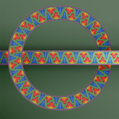 egyptian symbol ornamental  composition color green blue architecture