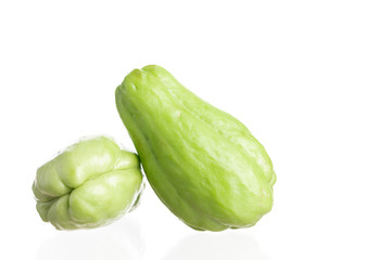 Fresh chayote fruits (Sechium edulis) isolated on white