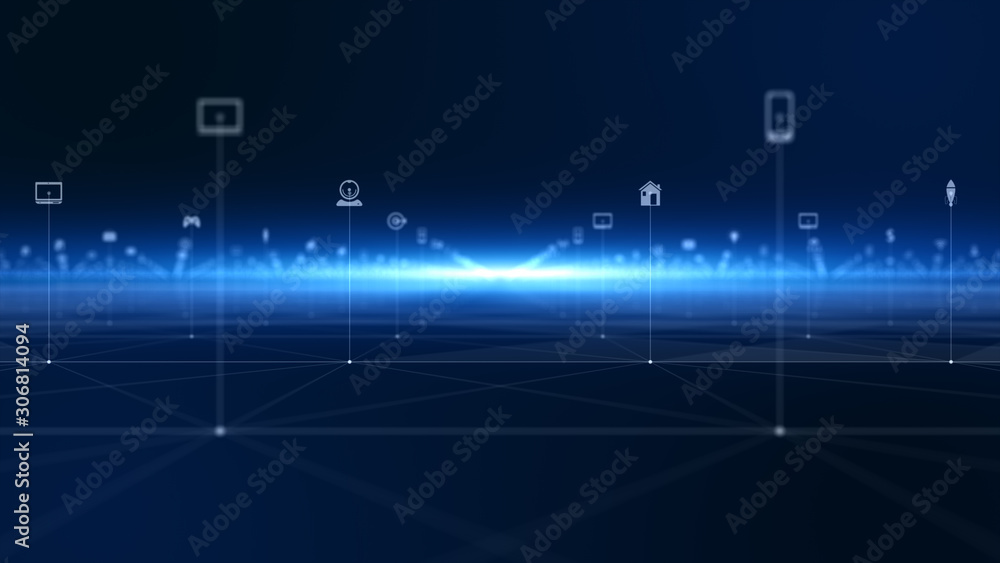 Poster technology network digital data connection and digital data network protection. future technology ne