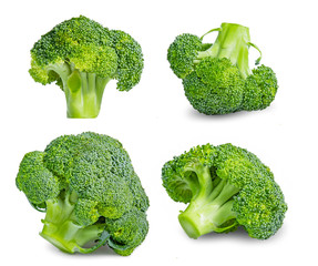 Fresh broccoli in closeup isolated on white background