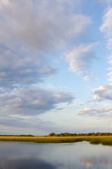 Landscape of Cumberland Island Marsh with Clouds and Reeds