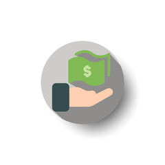 hand receive money flat long shadow icon style