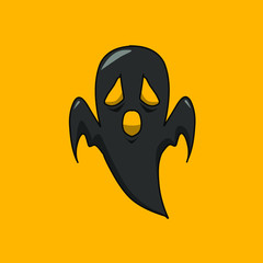 The scary spooky black ghost logo mascot design wallpaper with orange background