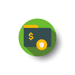 financial folder protection flat long shadow icon style