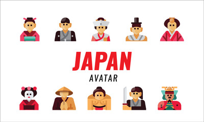 Japanese traditional character. flat design elements. vector illustration