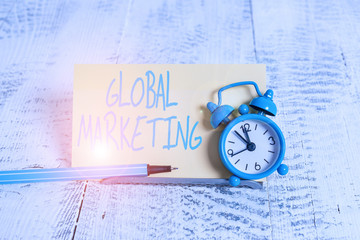 Handwriting text Global Marketing. Conceptual photo firm sells the same products to the global...