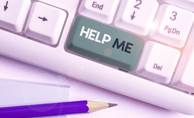 Writing note showing Help Me. Business concept for Asking someone to assist you Shouting for it...