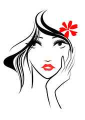 女性, 顔, 髪の毛