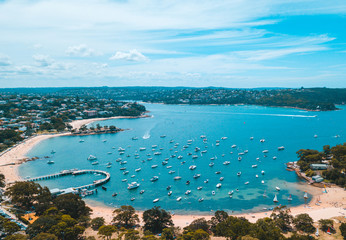 Obraz premium wide beach view with boats