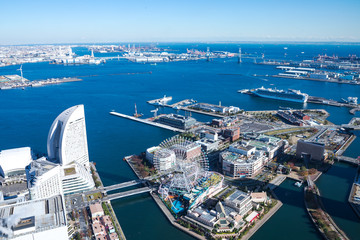 (神奈川県ｰ都市風景)ラウンジから見渡すベイブリッジ側風景３