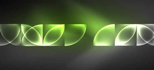 Neon glowing techno lines, hi-tech futuristic abstract background. Template with abstract shapes in dark space