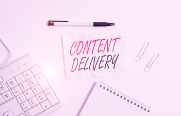 Text sign showing Content Delivery. Business photo showcasing geographically distributed network of...