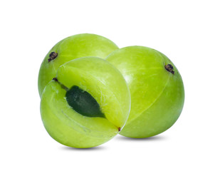 Obraz premium Indian gooseberry ,Phyllanthus emblica , amla green fruits isolated on white background
