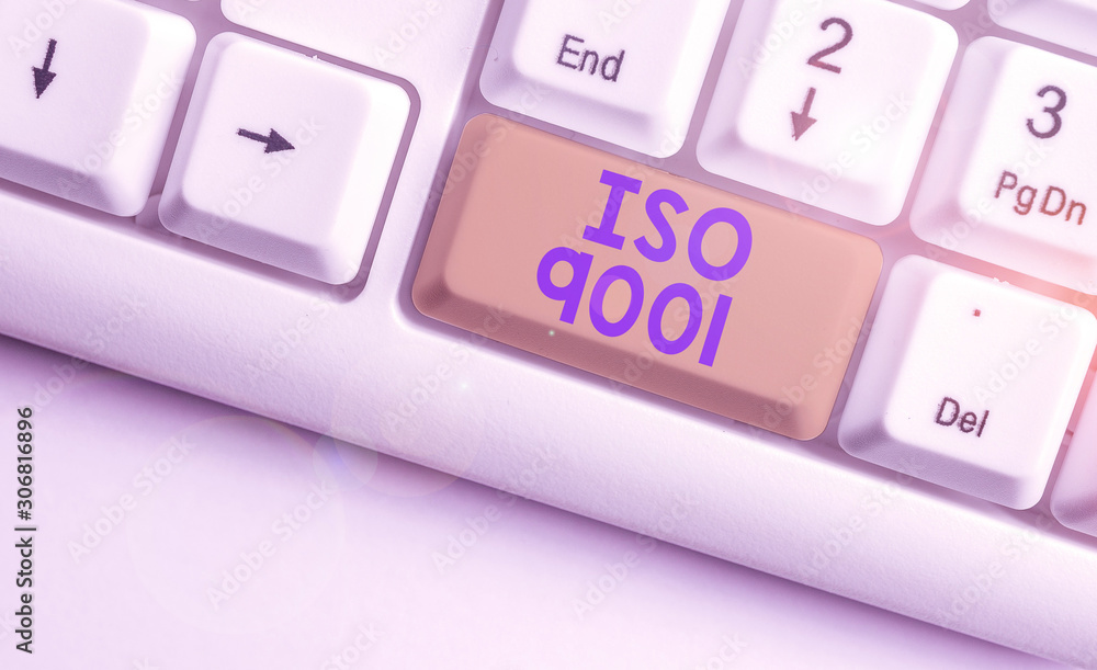 Poster handwriting text iso 9001. conceptual photo designed help organizations to ensure meet the needs of 