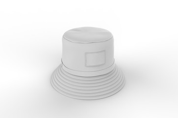 Blank bucket fisherman promotional hat or cap. 3d render illustration.