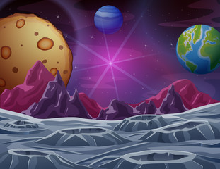 Outer space scene with many planets illustration © dreamblack46