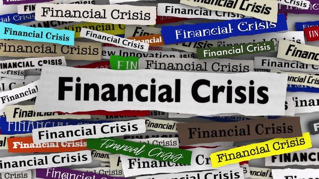  Financial Crisis Newspaper Headlines Bad Economy 3d Animation