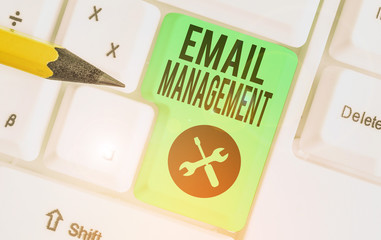 Conceptual hand writing showing Email Management. Concept meaning systematic tactic in maximizing...