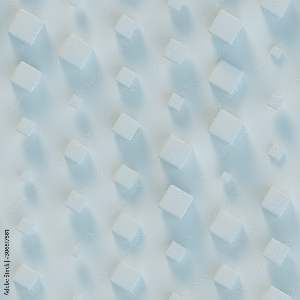 Poster seamless pattern of white cubes 3d render