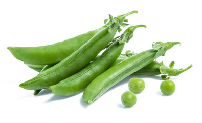 green pea vegetable bean isolated on white background