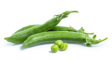 green pea vegetable bean isolated on white background