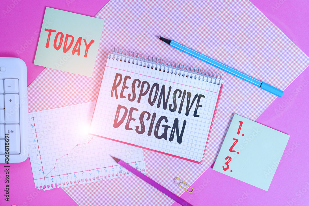 Poster text sign showing responsive design. business photo showcasing web page creation that makes use of f