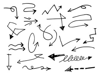 Doodle Vector Arrow Set. isolated on a white background.
