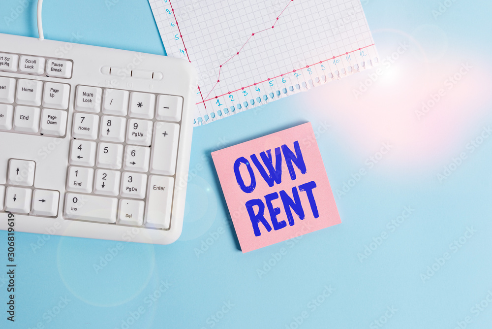Poster conceptual hand writing showing own rent. concept meaning tangible property is leased in exchange fo