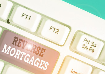 Writing note showing Reverse Mortgages. Business concept for borrower to access the unencumbered...