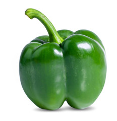 Green Fresh vegetables sweet Peppers isolated on white background