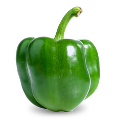 Green Fresh vegetables sweet Peppers isolated on white background