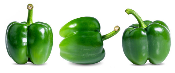 Green Fresh vegetables sweet Peppers isolated on white background