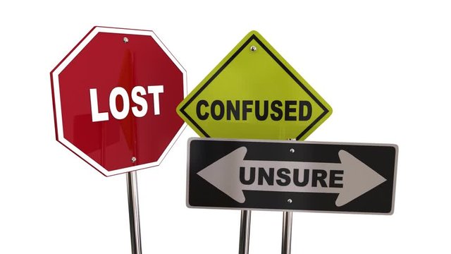 Lost Confused Unsure Uncertainty Road Signs 3d Animation