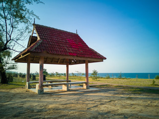 Fototapeta premium traditional chinese pavilion on the beach