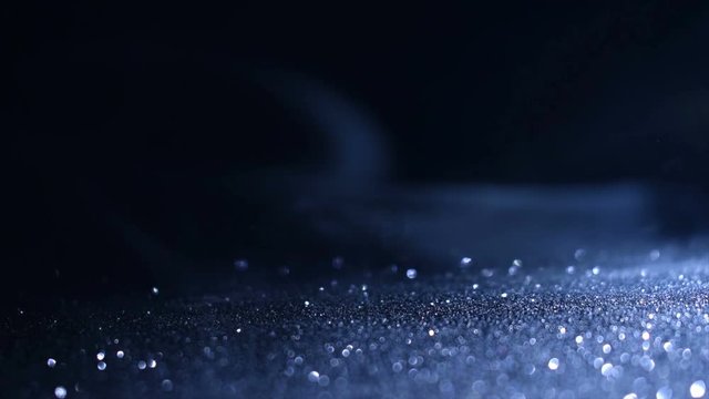 Soft Real Smoke in dark area and glitter ground with glittering, flickering particles dust. Luxury Footage, background, backdrop, motion graphic  for your promo, DVD, text, title, opener
