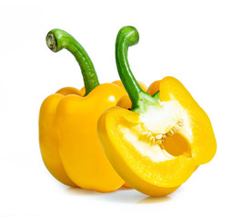 yellow sweet pepper vegetable isolated on white background