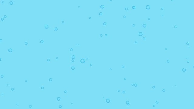 Abstract light background of bubbles.  Blue spheres bubbles rise up in the water.  3D. 4K.