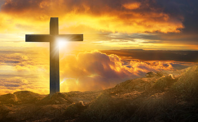 The crucifixion of the crucifixion of jesus christ on the cliffs and mountains